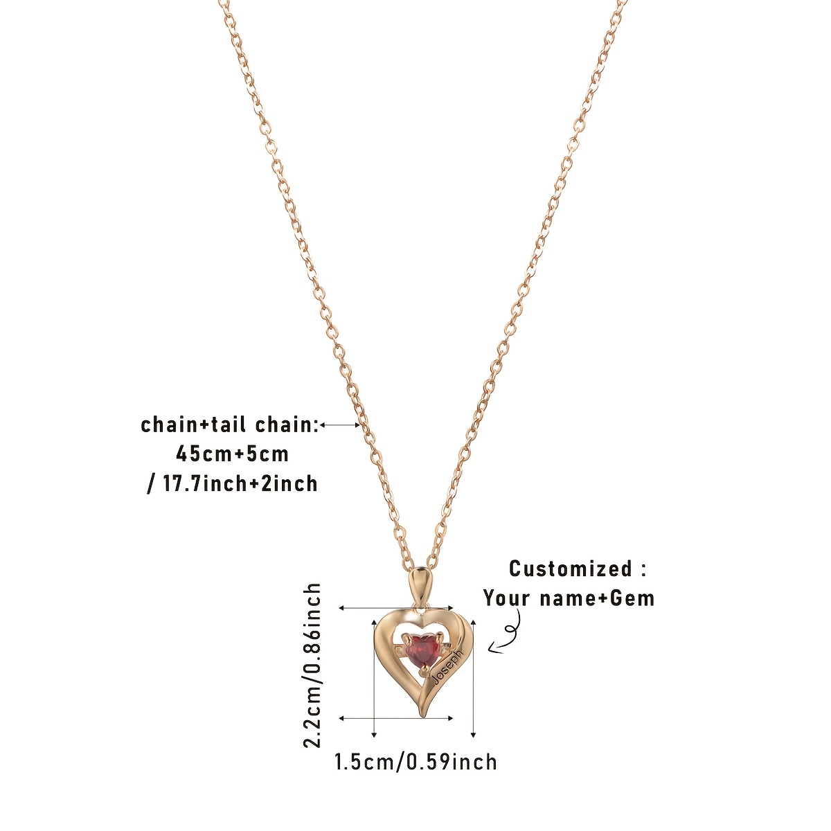 Personalized Heart-Shaped Necklace with Birthstones — Custom Gift